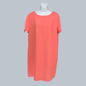Banana Republic Coral Orange Short Sleeve Tie Sleeve Shift Dress Womens Size L